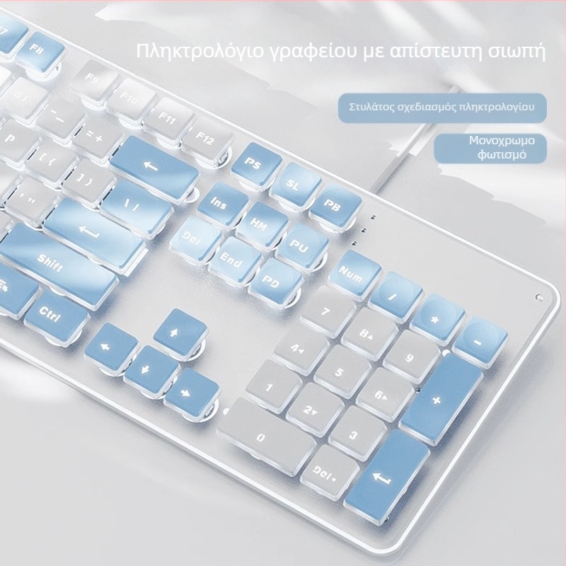 Σετ πληκτρολόγιο και ποντίκι με ενσύρματη USB σύνδεση, οπτικό 1600 DPI, φωτιζόμενο, εργονομικό, για οικιακή/γραφεία/παιχνίδια