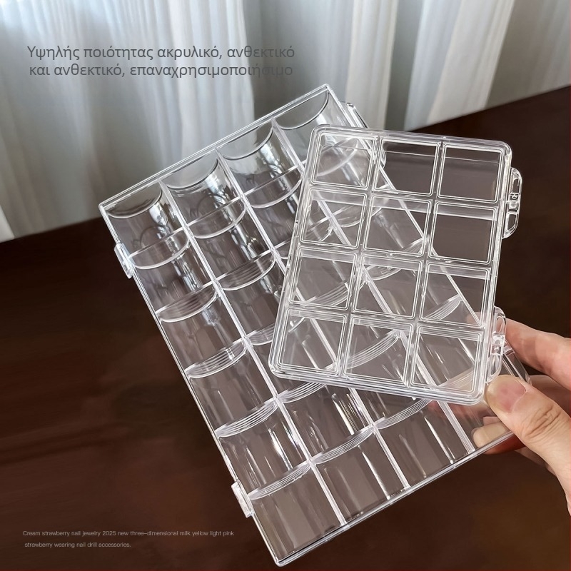 Κουτί ακρυλικό υψηλής διαφάνειας για μανικιούρ σε ιαπωνικό στυλ με πολλά διαμερίσματα για αποθήκευση εργαλείων и κοσμημάτων