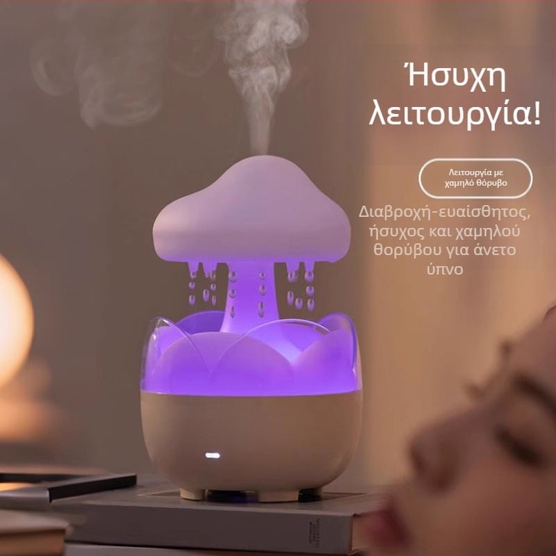Οικιακός υγραντήρας με διαχύστη αρωματοθεραπείας, ήσυχο για υπνοδωμάτιο, δεξαμενή 0,5–1 L, 3+ έξοδοι ομίχλης, ενσωματωμένη μπαταρία, χρονοδιακόπτης >8 ωρών, κατάλληλο για δωμάτια έως 10 m²