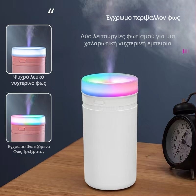Έξυπνος Υγραντήρας για οικιακή και επαγγελματική χρήση, ήσυχη λειτουργία, δεξαμενή 0,5–1 L, 3+ ακροφύσια ομίχλης, σταθερή υγρασία, τροφοδοσία με μπαταρίες (για χώρους έως 10 m2)