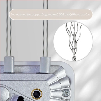 Συσκευή απλώματος ρούχων με διπλό πόλο, χειροκίνητος μηχανισμός ανύψωσης, κράμα αλουμινίου, εσωτερικός ανυψωτής