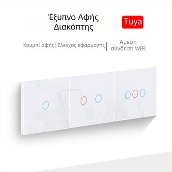 Έξυπνος WiFi διακόπτης τοίχου για οικιακή χρήση – ενιαίος/ουδέτερος αγωγός, RF433 τηλεχειριστήριο, Alexa χρονόμετρο, έλεγχος αφής (100-240V, 10A, απόσταση οπών εγκατάστασης 60mm, φλογοανθεκτικό ABS)
