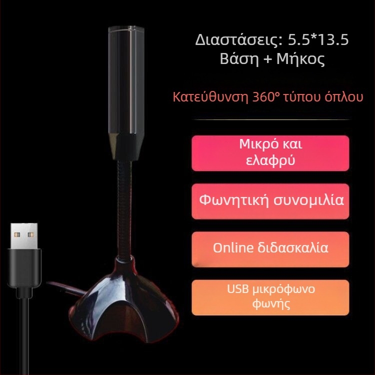 USB μικρόφωνο πυκνωτή για υπολογιστή – είσοδος 3,5 mm, εύρος συχνοτήτων 20 Hz–20 kHz, SNR ≥100 dB