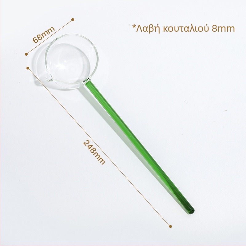 Γυάλινο κουτάλι με μακριά λαβή και μυτερή άκρη – θερμοανθεκτικό κουτάλι κουζίνας για μαγείρεμα, βράσιμο και καρυκεύσεις