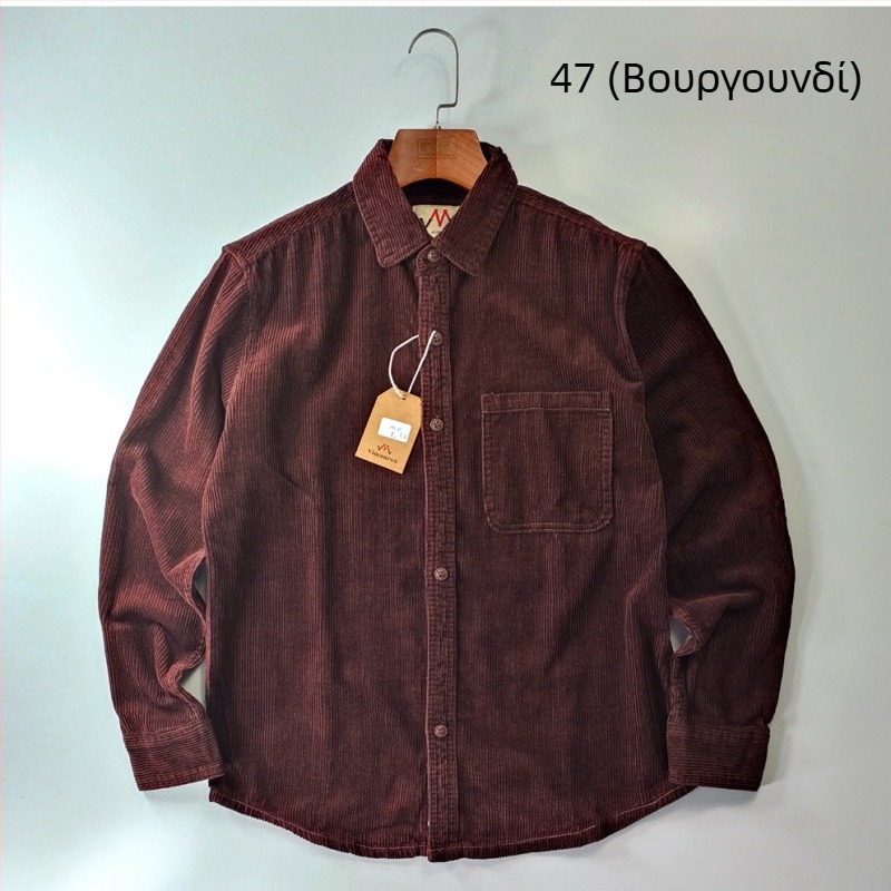 Πουκάμισο – ιαπωνικού ρετρό στυλ, ελεύθερη γραμμή, κεντημένο λογότυπο (Rayon ύφασμα, βασικό ποσοστό ≥96%, γιακά με πέτο, μακριά μανίκια)