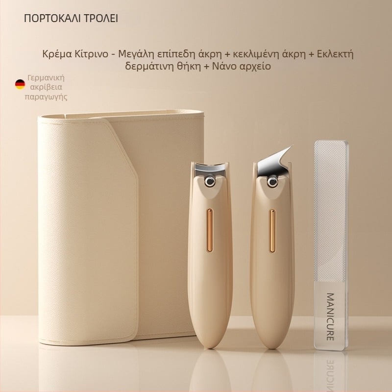 Σετ κοπτών νυχιών για μανικιούρ με αντι-εκτόξευση, επίπεδο στόμιο και κεκλιμένο άνοιγμα, κατασκευή από πλαστικό και ανθρακούχο χάλυβα