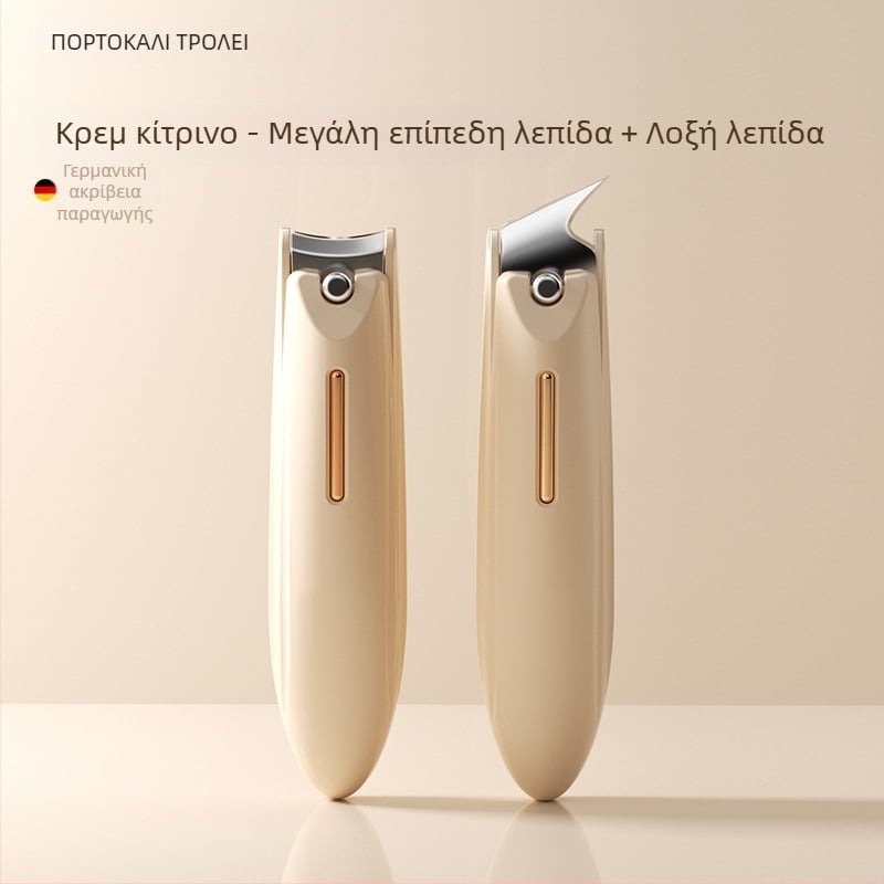 Σετ κοπτών νυχιών για μανικιούρ με αντι-εκτόξευση, επίπεδο στόμιο και κεκλιμένο άνοιγμα, κατασκευή από πλαστικό και ανθρακούχο χάλυβα