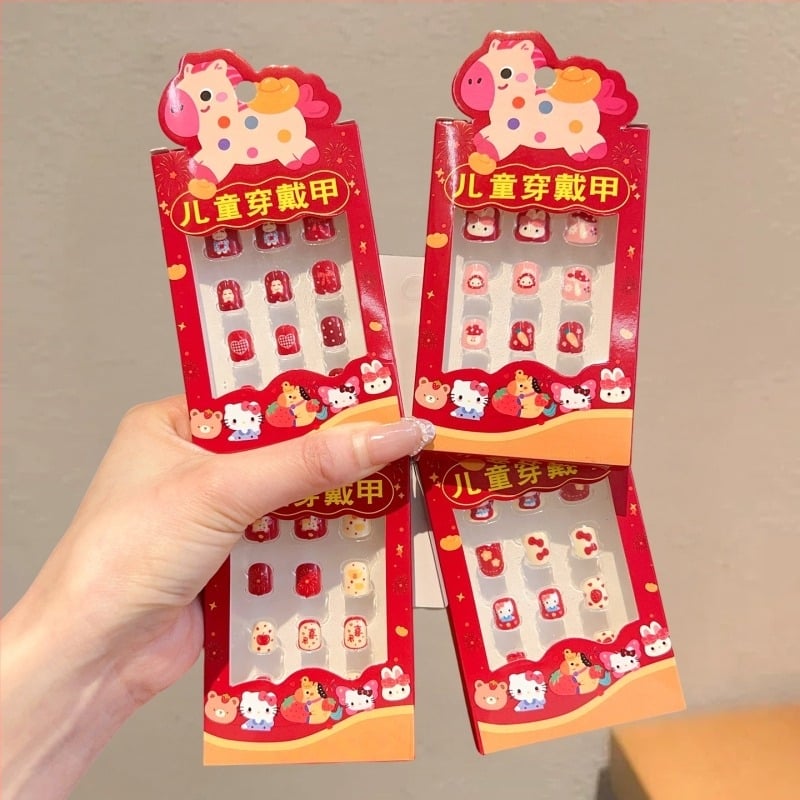 Αυτοκόλλητα νυχιών για παιδιά – Κινούμενο σχέδιο Έτος του Αλόγου 2026, χαριτωμένα σχέδια για κορίτσια, Κωδικός ET-XN479-YXY-RX14-XP