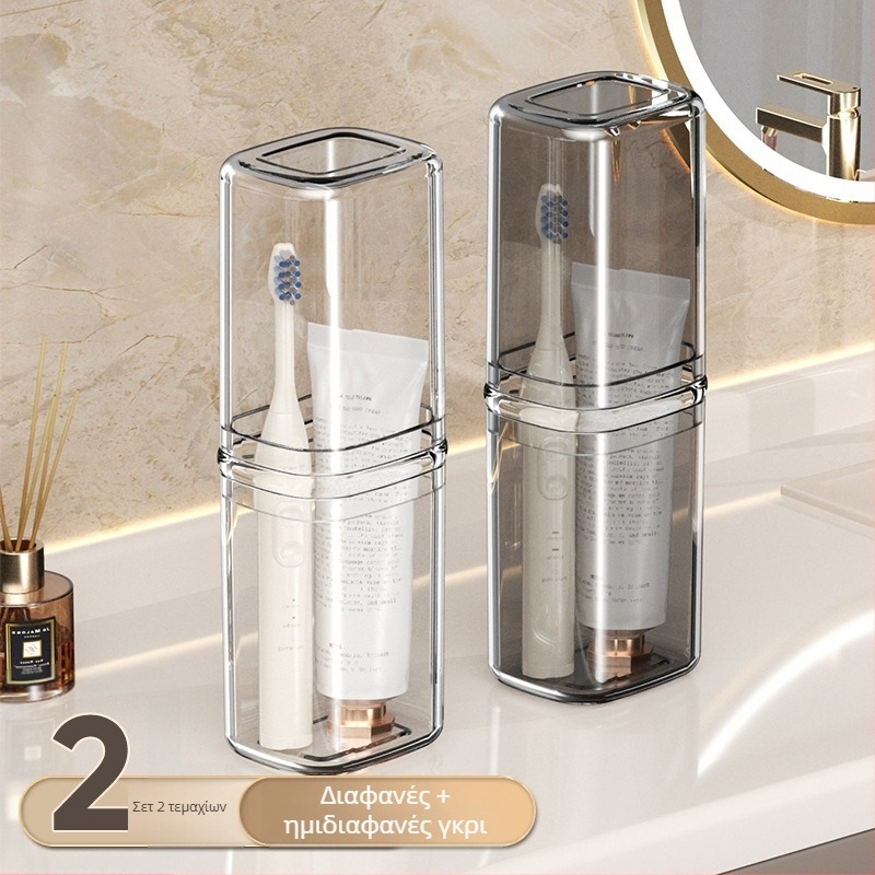 Beiduoyang Κύπελλο ταξιδιού για οδοντόβουρτσες, τετράγωνος σχεδιασμός, υλικό PET, προσαρμοσμένο λογότυπο