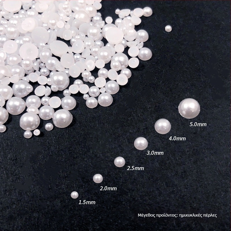 Σετ αξεσουάρ μανικιούρ με μαργαριράρια Rose forest — ημικυκλικά επίπεδη βάσης μαργαριάρια, Υλικά: πλαστικό, μαργαριράκι, ρητίνη, Σχέδιο: λουλούδια, αγάπη, σταγόνα νερού