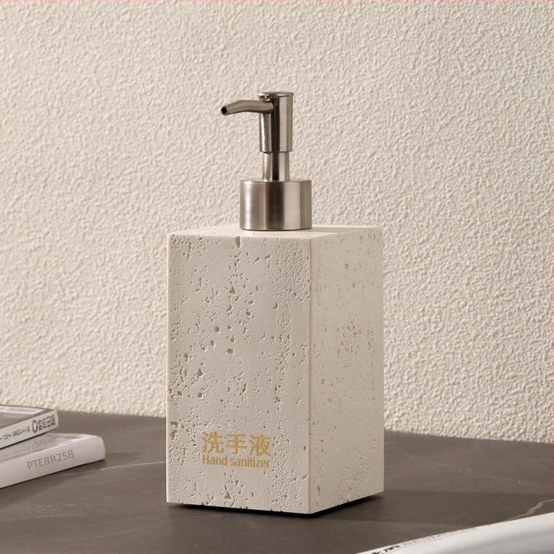 Μπουκάλι με αντλία, εμπνευσμένο από travertine, για είδη υγιεινής ξενοδοχειακού επιπέδου — ταξιδιωτικό μικρό μπουκαλάκι για αντισηπτικό χεριών, λοσιόν, σαμπουάν και gel ντους