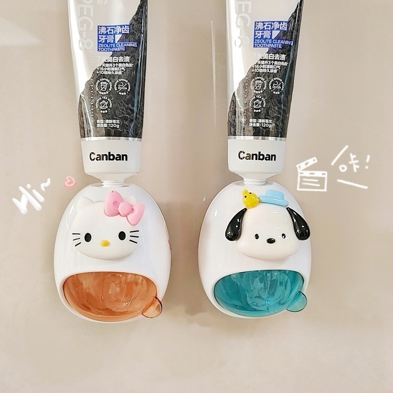 Δοσομετρητής οδοντόπαστας και ράφι αποθήκευσης για παιδιά – σχέδιο με καρτούν, καθολική χρήση, εγκατάσταση χωρίς τρύπες