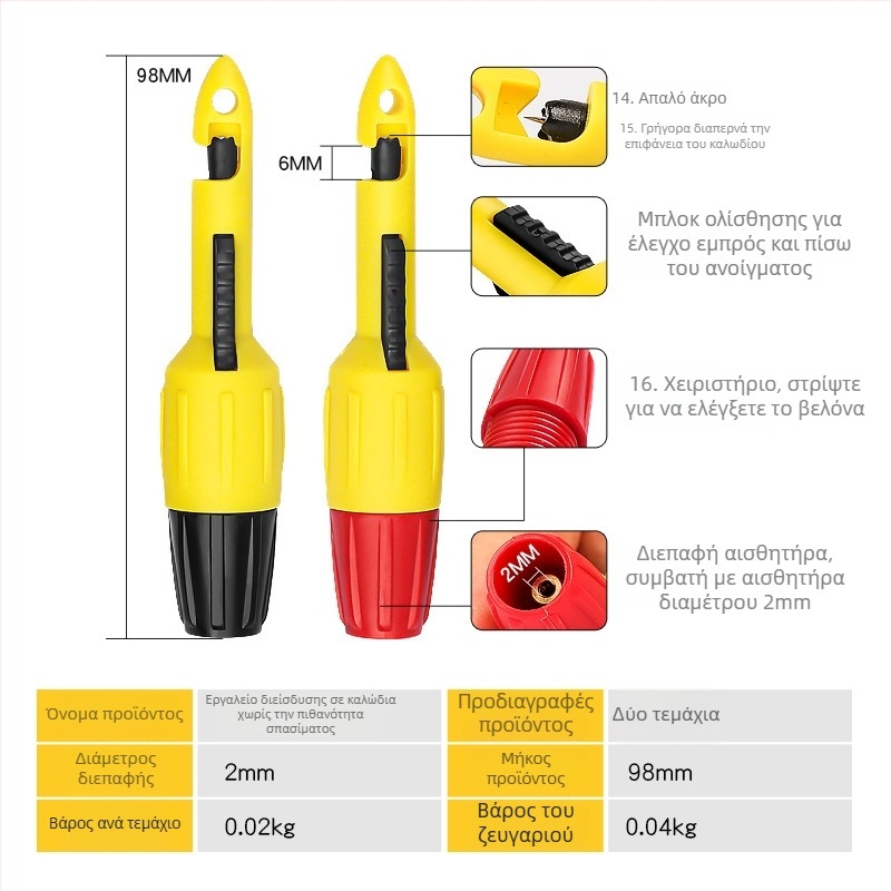 Musen Hall διαγνωστικός διάτρησης γραμμών αυτοκινήτου για μονωμένα καλώδια, ακίδα δοκιμής για πολύμετρο, εργαλείο επισκευής
