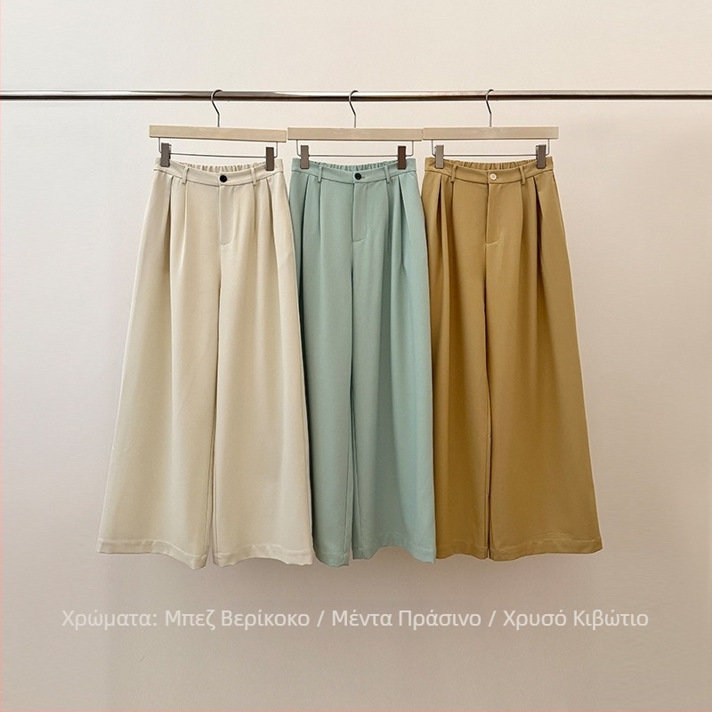 Καθημερινά παντελόνια φαρδιάς γραμμής με ψηλή μέση, χαλαρή εφαρμογή, ύφασμα από μίγμα ινών, λεπτή υφή, καλοκαίρι 2025, ιαπωνο-κορεατικό στυλ χαλάρωσης