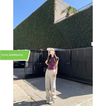 Γυναικεία παντελόνια casual Chenille με Spandex, ίσιο κόψιμο, μήκος 3/4, άνοιξη 2024