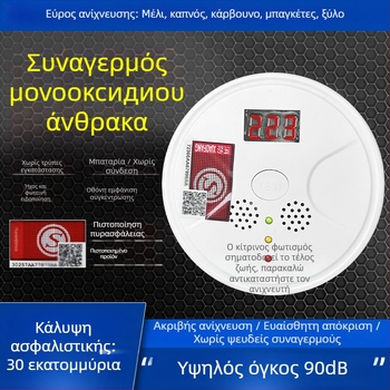 Σταθερός ανιχνευτής μονοξειδίου του άνθρακα, μοντέλο 008, 360° ανίχνευση, ασύρματο 433 MHz, συναγερμός ήχου και φωτός
