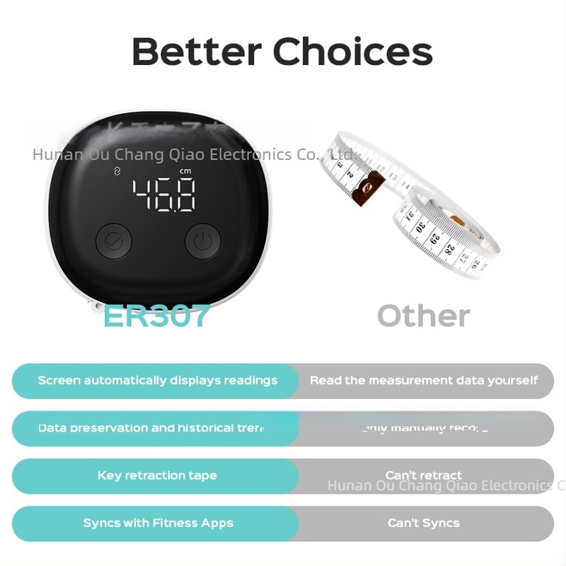 Έξυπνη Bluetooth μετροταινία περιμέτρου μέσης, με αυτόματη ανάσυρση, φορητό ABS σώμα, μοντέλο OCQ-823, εμβέλεια 150 cm