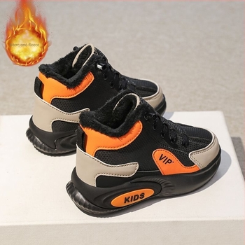 Παιδικά παπούτσια slip-on με γούνινη επένδυση, ζεστά για φθινοπωρο-χειμώνα, ABS πλαστικό