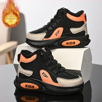 Παιδικά παπούτσια slip-on με γούνινη επένδυση, ζεστά για φθινοπωρο-χειμώνα, ABS πλαστικό