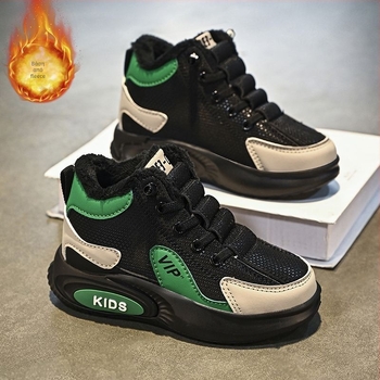 Παιδικά παπούτσια slip-on με γούνινη επένδυση, ζεστά για φθινοπωρο-χειμώνα, ABS πλαστικό