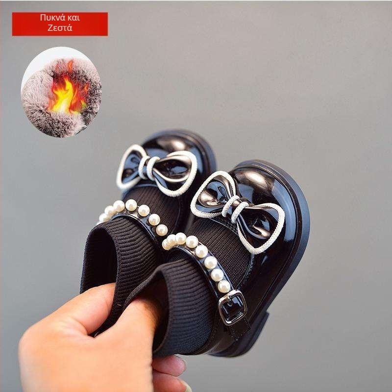 Βρεφικά παπούτσια για κοριτσάκι από τεχνητό δέρμα, 0–1 ετών, αντιολισθητική σόλα TPR, μεσαίου ύψους πάνω μέρος, στυλ πριγκίπισσα