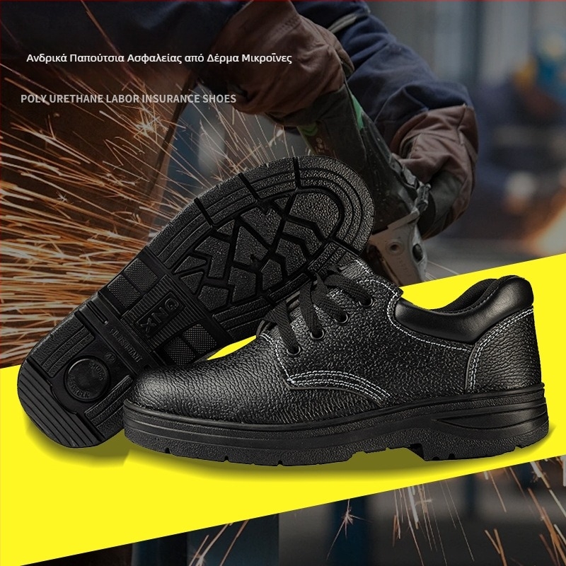 Ανδρικά Παπούτσια Ασφαλείας για Εργασία με Ατσάλινο Καπάκι Δακτύλου, Microfiber Δέρμα, Αναπνέουσα Καουτσούκ Σόλα, Χαμηλό Κάτω, Προστασία από Χτυπήματα και Διάτρηση