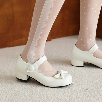 Παπούτσια Lolita με Velcro κλείσιμο, PU επάνω μέρος, καουτσούκ σόλα, τετράγωνο τακούνι