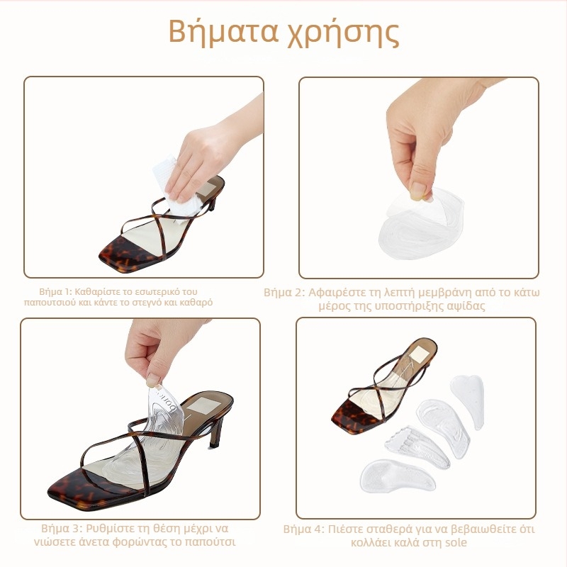 Α14 Διαφανείς μαλακοί πάτοι καμάρας – πρόσθιος πάτος ποδιού, αντιτριβικός πάτος, κατάλληλοι για αθλητικά παπούτσια, δερμάτινα και εργασιακά παπούτσια, προσαρμόσιμοι