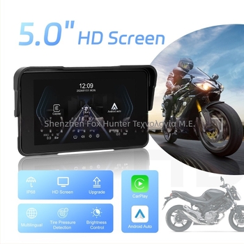 Οθόνη μοτοσικλέτας με CarPlay και TPMS, με βάση γρήγορης απελευθέρωσης και οριζόντια διάταξη, παγκόσμια συμβατότητα, Fox hunter 502