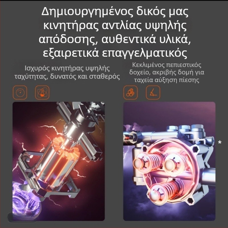 Οικιακό φορητό πλυντήριο αυτοκινήτων με υψηλή πίεση, 1500W, 220V, 110 bar, 7 L/min, 3,5 kg