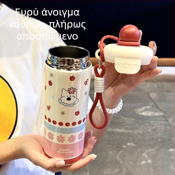 Απομονωμένο ποτήρι με εσωτερικό από 316 ανοξείδωτο ατσάλι, εξωτερικό από 201 ανοξείδωτο ατσάλι, κενού μόνωσης 6–12 ωρών, λουρί μεταφοράς και καπάκι με καλαμάκι, δυνατότητα προσαρμογής με χάραξη λέιζερ ή μεταξοτυπία.