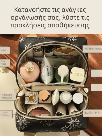 Τσαντάκι Καλλυντικών με Διαχωρισμένα Διαμερίσματα – PU, Μοτίβο Τοπίου, Πολυεστερική Επένδυση, Lohas Travel, Άνοιξη 2025