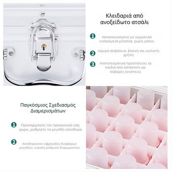 Αλουμινένιο κλειδωτό κουτί σφραγίδων με χειρολαβή – αποθήκευση επίσημων και τραπεζικών σφραγίδων