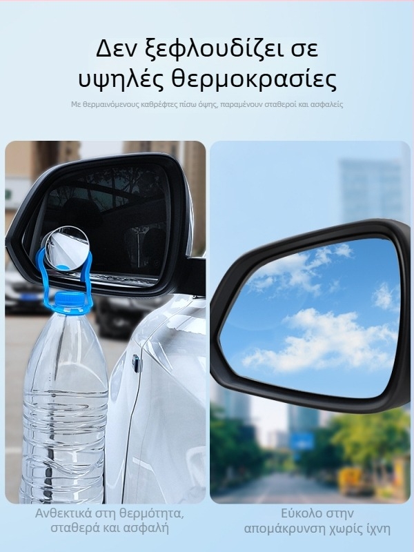 Σετ 2 κυκλικών καθρεφτών οπισθοπορείας, 360° περιστροφή, αντιθαμβωτικό, συμπεριλαμβάνεται αντιθαμβωτικό υγρό