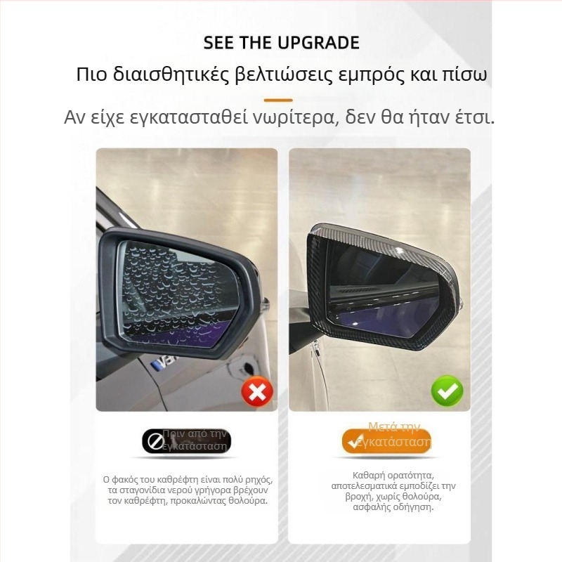 Φρύδι βροχής για καθρέφτη οπισθοπορείας, συμβατό με 24 μοντέλα Chuanqi E8, χρωμιωμένη προστατευτική επικάλυψη, διακοσμητική αυτοκόλλητη επένδυση, αντιθαμπωτικό καθρέπτη