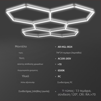 Garage light-0024 LED κυψελοειδές φως γκαράζ, ανθεκτικό στη σκόνη, 168W, 100 lm/W, 50 000 h, AC 100-265V