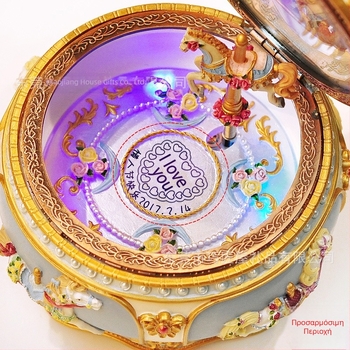 Φωτεινό περιστρεφόμενο μουσικό κουτί από ρητίνη με οκτώ νότες – Θέμα Howl's Moving Castle, Δώρο για κορίτσια