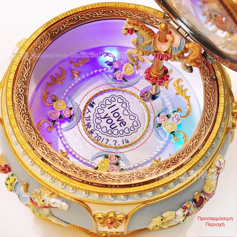 Φωτεινό περιστρεφόμενο μουσικό κουτί από ρητίνη με οκτώ νότες – Θέμα Howl's Moving Castle, Δώρο για κορίτσια