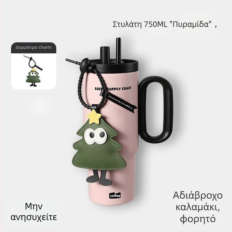 Θερμαινόμενη κύπελλο με λαβή, εσωτερικό 304 ανοξείδωτο χάλυβα, εξωτερικό 201 ανοξείδωτο χάλυβα, κενού μόνωση 6–12 ωρών, διαχωρισμός τσαγιού και νερού, περιλαμβάνει καλαμάκι