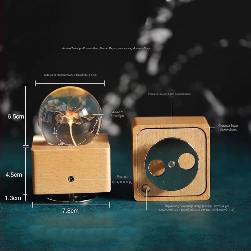 Μουσικό διακοσμητικό κουτί από ρητίνη, μάρκα Ode to flowers, λογότυπο τυπωμένο