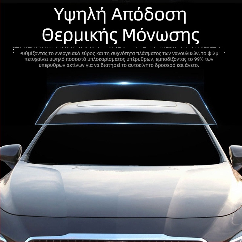 Φιλμ παραθύρων αυτοκινήτου – αυτοκόλλητο, νανοκεραμική μεμβράνη, διαπερατότητα φωτός 70–80%, UV προστασία 90%+, σειρά 1