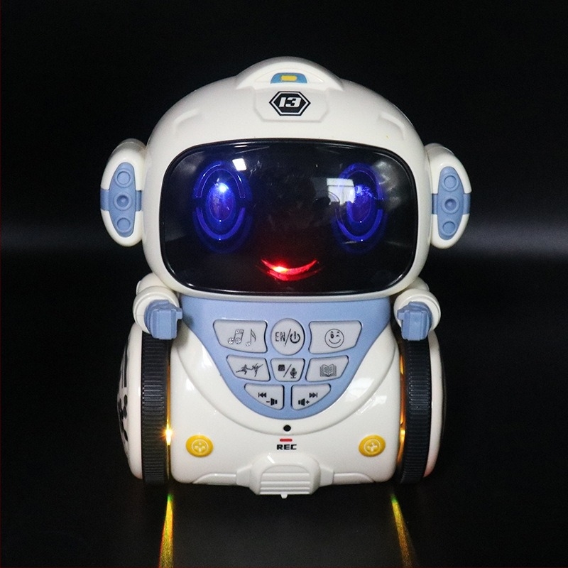 Παιδικό έξυπνο ρομπότ-παιχνίδι για πρώιμη εκπαίδευση με φωνητικό διάλογο, μουσική και φώτα; Πλαστικό, μπαταρία, χωρίς μνήμη, για παιδιά 4–6 ετών