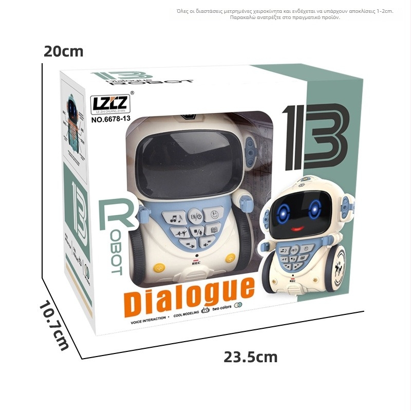 Παιδικό έξυπνο ρομπότ-παιχνίδι για πρώιμη εκπαίδευση με φωνητικό διάλογο, μουσική και φώτα; Πλαστικό, μπαταρία, χωρίς μνήμη, για παιδιά 4–6 ετών