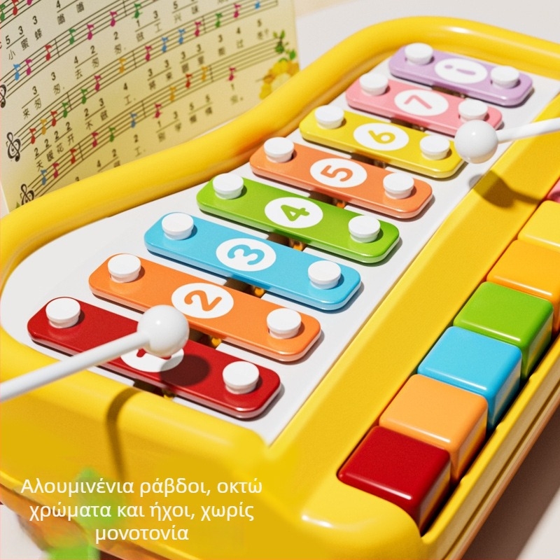 Πλαστικό ξυλόφωνο οκτώ πλήκτρων για παιδιά, διπλής λειτουργίας εκπαιδευτικό μουσικό παιχνίδι για ηλικίες 4–6 ετών