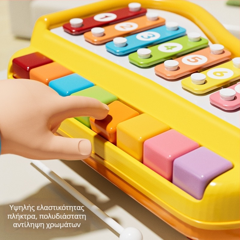 Πλαστικό ξυλόφωνο οκτώ πλήκτρων για παιδιά, διπλής λειτουργίας εκπαιδευτικό μουσικό παιχνίδι για ηλικίες 4–6 ετών