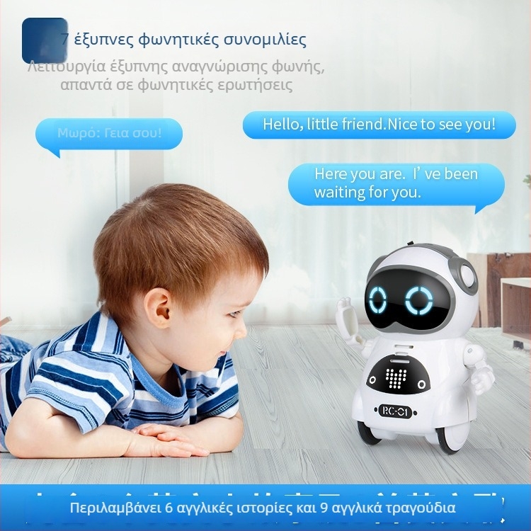 Μίνι ρομπότ για παιδιά με φωνητικό έλεγχο — εκπαιδευτικό διαδραστικό ρομπότ, πολυλειτουργικός, αγγλική έκδοση