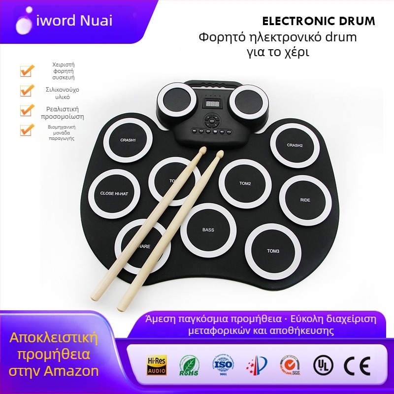 Φορητό ηλεκτρονικό τύμπανο με σχέδιο χειροκυλίνδρου, μοντέλο 6009, 9 τύμπανα, τόνος 128, πολυφωνία 32