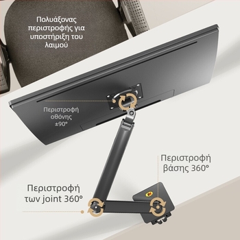 NB Ergonomic G40 Βραχίονας οθόνης για κυρτές/ευρυγώνιες οθόνες – Επιτραπέζιος στήριγμα, ρύθμιση ύψους