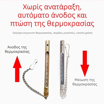 Γυάλινο θερμόμετρο για μεταλλευτική βιομηχανία και ιχθυοκαλλιέργεια, περίβλημα από ανοξείδωτο ατσάλι με επένδυση χαλκού, υψηλή ακρίβεια