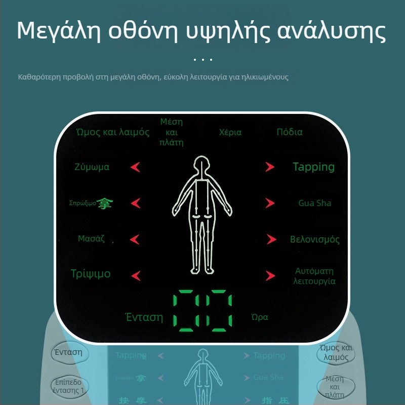 Ψηφιακός μασάζερ με μεσημβρινούς, παλμική φυσιοθεραπεία, USB τροφοδοσία, έγχρωμη LCD οθόνη, διπλή έξοδος, ηλεκτρονικός βελονισμός, μοντέλο 7005